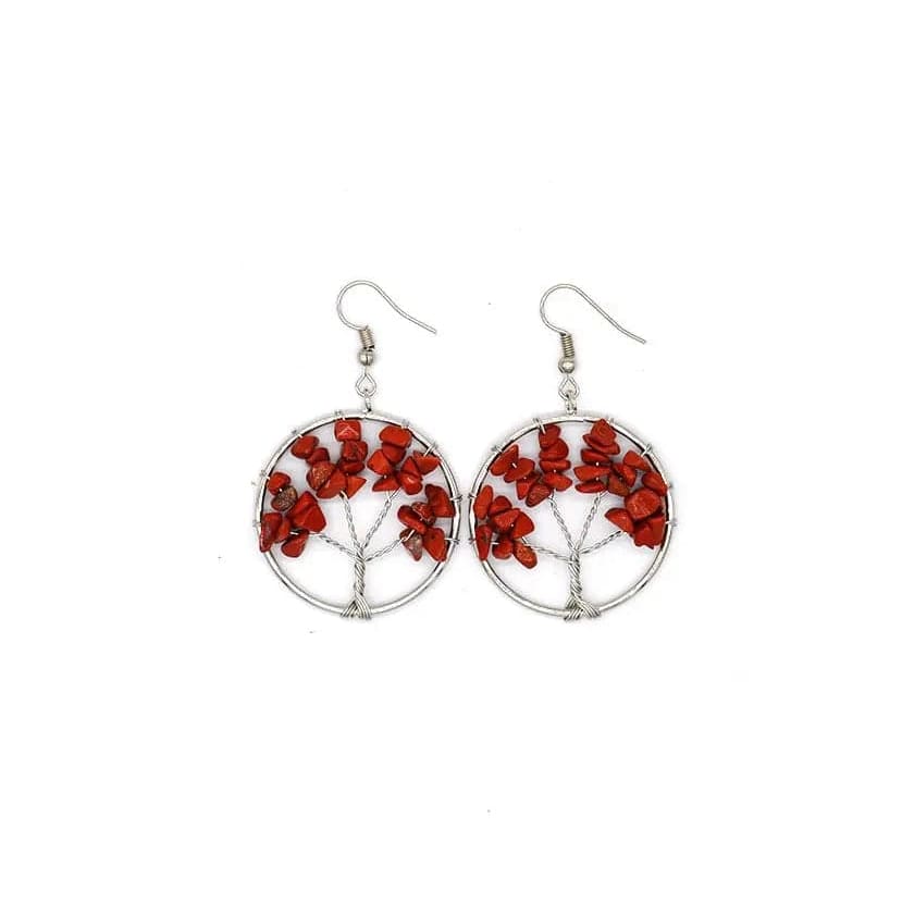 Crystal Tree Earrings - Red