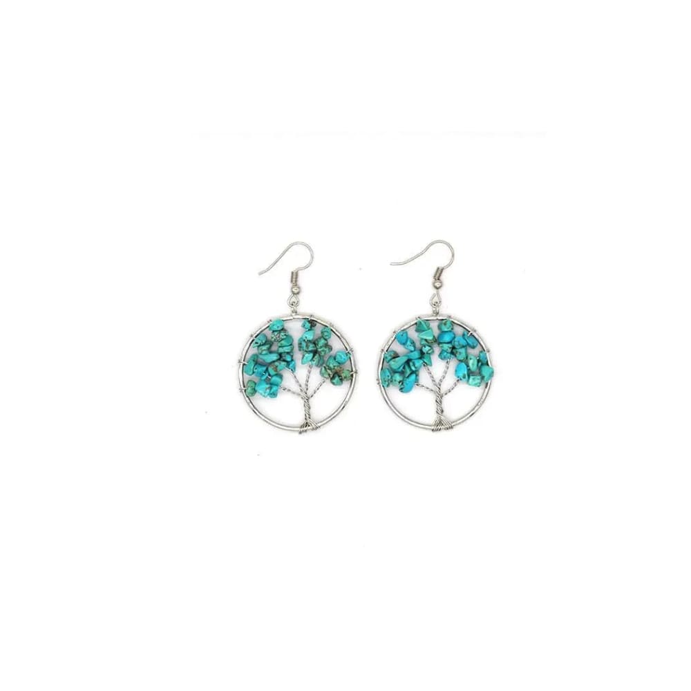 Crystal Tree Earrings - Turquoise