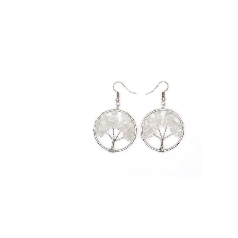 Crystal Tree Earrings - White