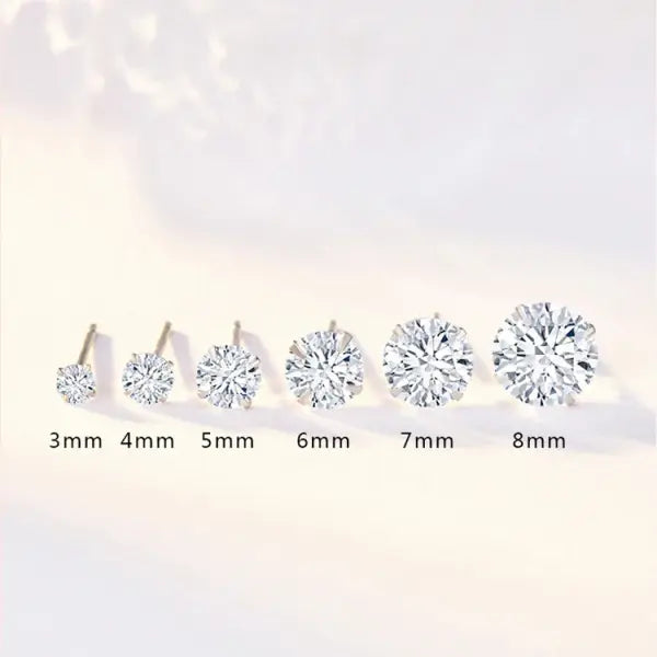 Crystal Zircon Real 925 Sterling Silver Earrings Channel Cubic Zirconia Silver Stud Earrings for Women Sterling Silver