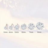 Crystal Zircon Real 925 Sterling Silver Earrings Channel Cubic Zirconia Silver Stud Earrings for Women Sterling Silver
