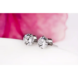 Crystal Zircon Real 925 Sterling Silver Earrings Channel Cubic Zirconia Silver Stud Earrings for Women Sterling Silver