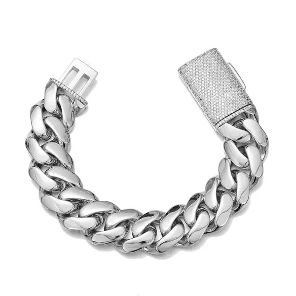 Cuban Miami Link Rhombus Bracelet Stainless Steel Bling Rapper Style