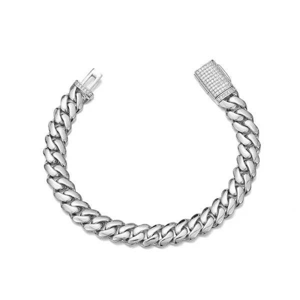 Cuban Miami Link Rhombus Bracelet Stainless Steel Bling Rapper Style