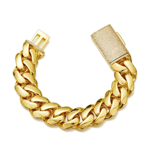 Cuban Miami Link Rhombus Bracelet Stainless Steel Bling Rapper Style