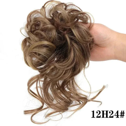 Curly Hair Piece - Natural Look Messy Bun Wig for Women