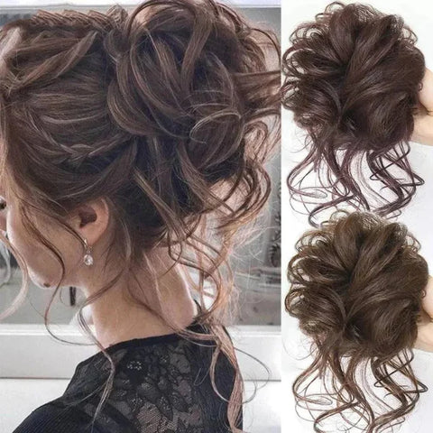 Curly Hair Piece - Natural Look Messy Bun Wig for Women