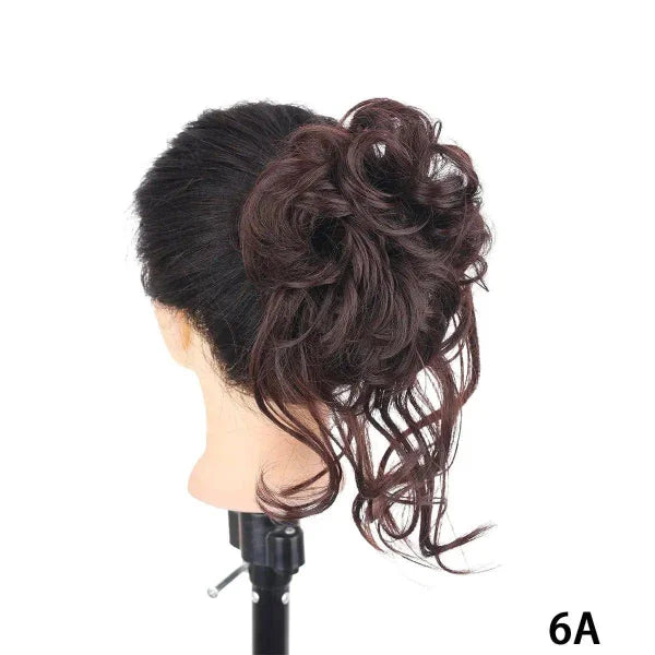 Curly Hair Piece - Natural Look Messy Bun Wig for Women - 4 / United States