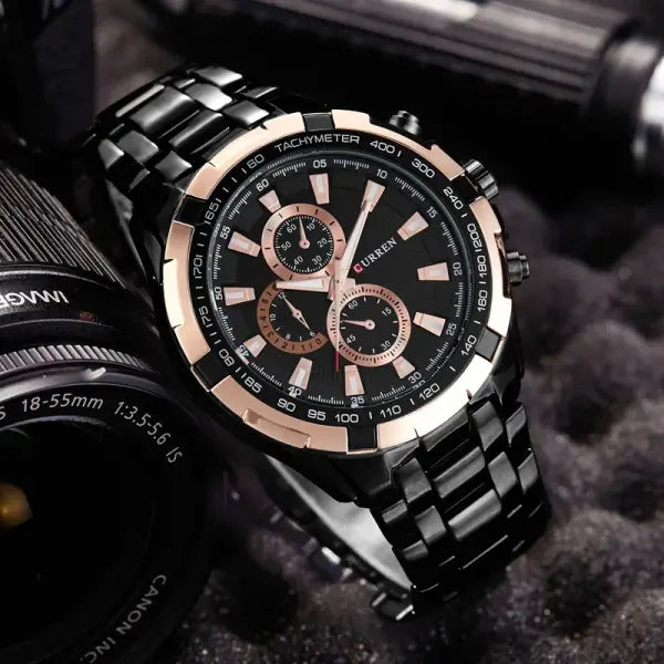 Quartz Watch Men Stainless Steel Waterproof Military Business