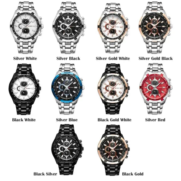 Quartz Watch Men Stainless Steel Waterproof Military Business