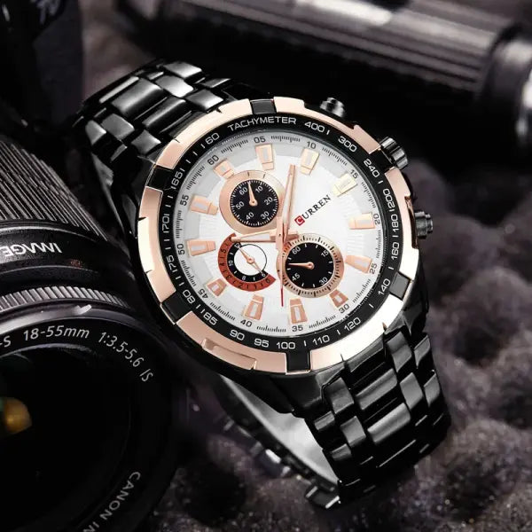 Quartz Watch Men Stainless Steel Waterproof Military Business