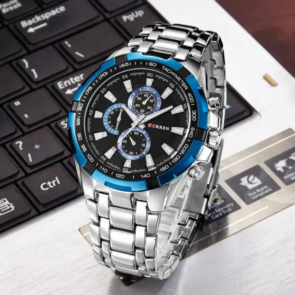 Quartz Watch Men Stainless Steel Waterproof Military Business