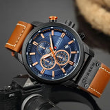 Leather Band Quartz Chronograph Casual Wristwatch