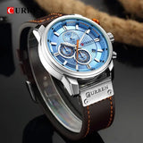 Leather Band Quartz Chronograph Casual Wristwatch