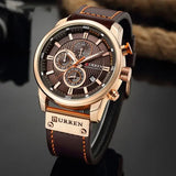 Leather Band Quartz Chronograph Casual Wristwatch