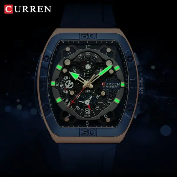 CURREN Brand Quartz Wristwatches Silicone Luminous Hands Casual Style