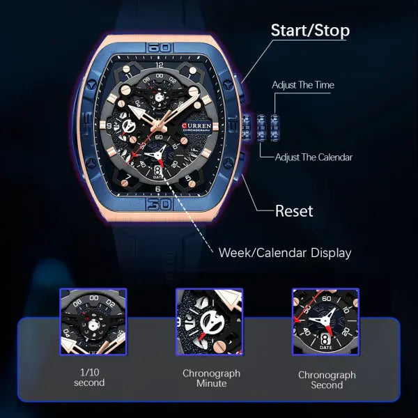 CURREN Brand Quartz Wristwatches Silicone Luminous Hands Casual Style