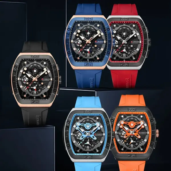 CURREN Brand Quartz Wristwatches Silicone Luminous Hands Casual Style