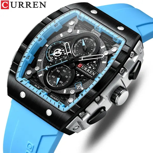Quartz Watch Alloy Case Yellow Silicone Strap Sport Style