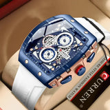 Luxury square quartz wristwatch silicone band waterproof chronographs