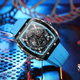 Luxury square quartz wristwatch silicone band waterproof chronographs