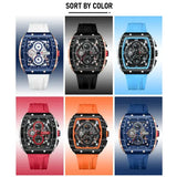 Luxury square quartz wristwatch silicone band waterproof chronographs