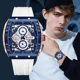Luxury square quartz wristwatch silicone band waterproof chronographs