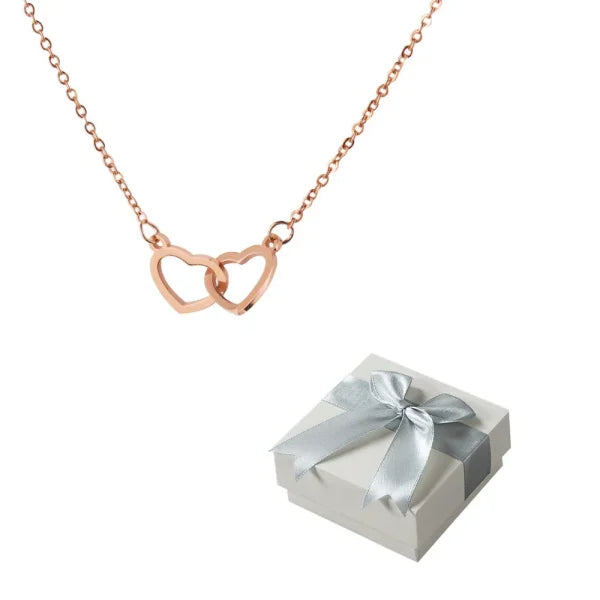 Custom Heart Necklace – Personalized Name Pendant with Rotating Rose Box - Rose gold white box / Engraving