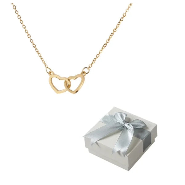 Custom Heart Necklace – Personalized Name Pendant with Rotating Rose Box - Gold color white box / Engraving