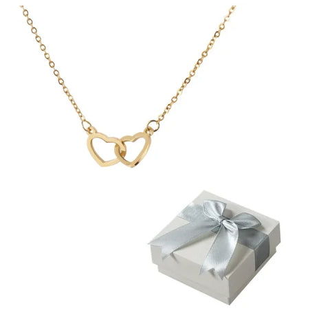 Custom Heart Necklace – Personalized Name Pendant with Rotating Rose Box - Gold color white box / Engraving
