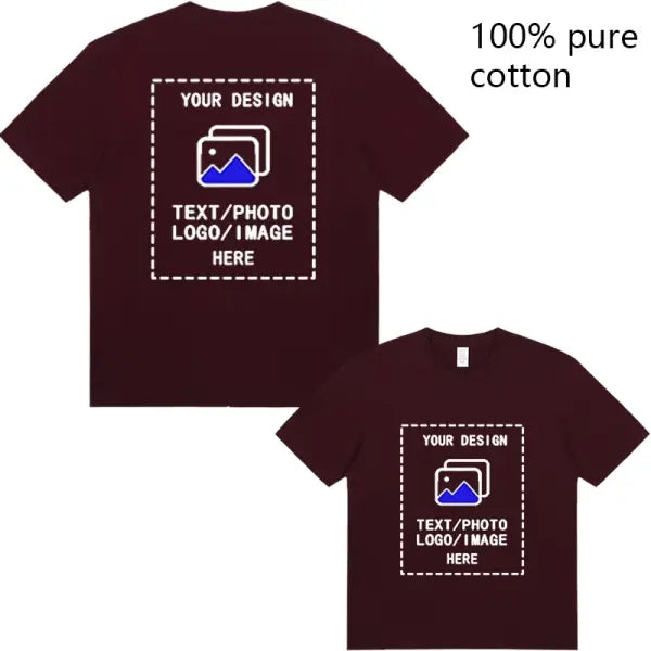 Custom Men’s Cotton T-Shirts All Sizes for Team Sports and Gyms - Burgundy / S