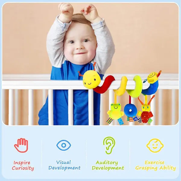 AFOVIC Certification Cloth Musical Spiral Baby Toy for Crib Travel - Yellow