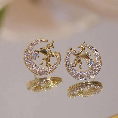 Cute Animal Earrings – Playful Stud Jewelry with Pearls & Rhinestones - ER21Y0013