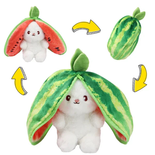 Cute Bunny Plush Toy – Transforming Fruit Rabbit Stuffed Animal for Kids Gift