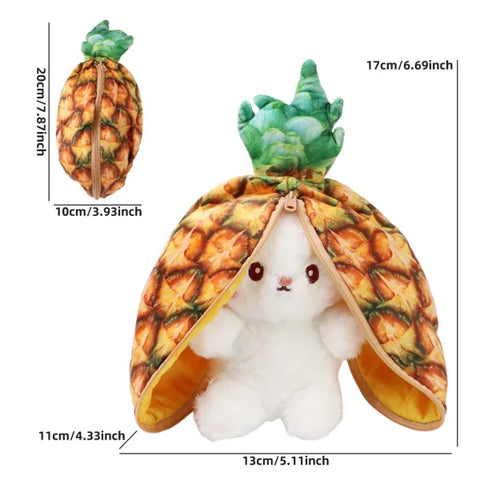 Cute Bunny Plush Toy – Transforming Fruit Rabbit Stuffed Animal for Kids Gift - Pineapple
