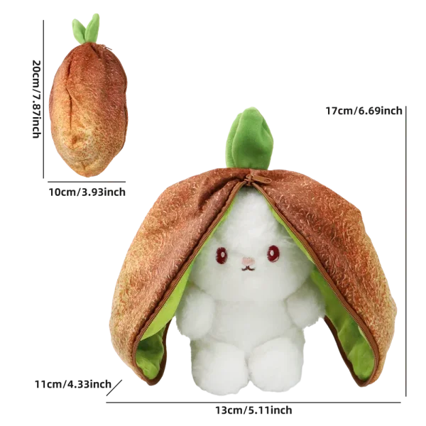 Cute Bunny Plush Toy – Transforming Fruit Rabbit Stuffed Animal for Kids Gift - Kiwi