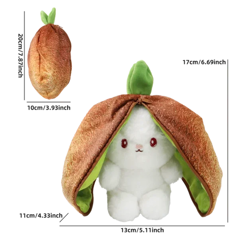 Cute Bunny Plush Toy – Transforming Fruit Rabbit Stuffed Animal for Kids Gift - Kiwi