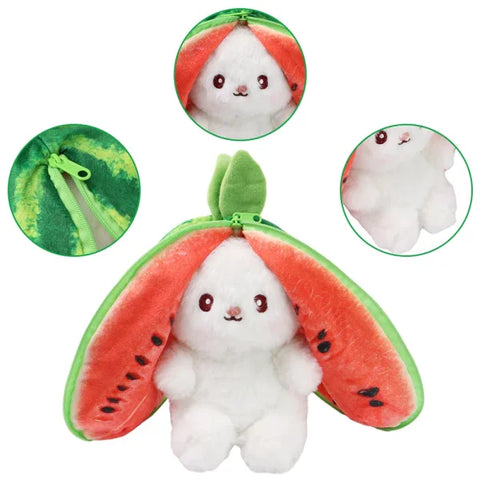 Cute Bunny Plush Toy – Transforming Fruit Rabbit Stuffed Animal for Kids Gift