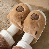 Cute Capybara Cotton Slippers Women Autumn Winter Indoor Soft Sole Warm Fur Slides Woman Comfort Non Slip Home Slippers