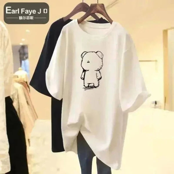 Cartoon Bear Plus Size T-Shirt: Cute & Comfy Oversized Tee for Women - GX857 2 / S