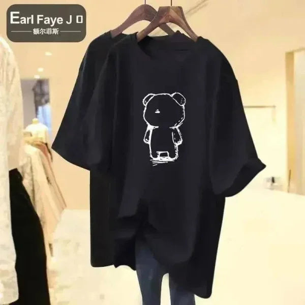Cartoon Bear Plus Size T-Shirt: Cute & Comfy Oversized Tee for Women - GX857 3 / XL