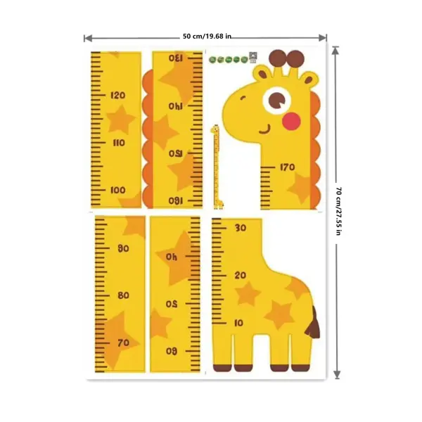 Cute Cartoon Height Sticker Unicorn Dinosaur Giraffe Wall Height Measuring Ruler Stickers For Kids Room Kindergarten