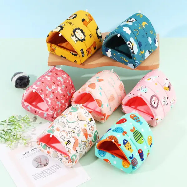 Cute Cartoon Rabbit Squirrel Mini Cage Guinea Pig Nest Small Animal Mice Rat Pet Sleeping Bed Hamster House Winter Warm