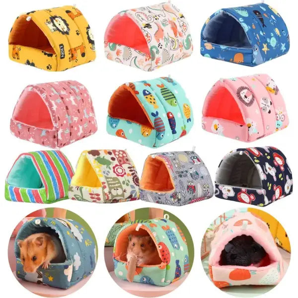 Cute Cartoon Rabbit Squirrel Mini Cage Guinea Pig Nest Small Animal Mice Rat Pet Sleeping Bed Hamster House Winter Warm