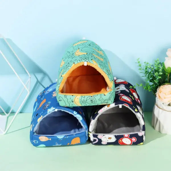 Cute Cartoon Rabbit Squirrel Mini Cage Guinea Pig Nest Small Animal Mice Rat Pet Sleeping Bed Hamster House Winter Warm