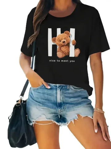 Little Bear T-shirt - Cute Cartoon Summer Tee