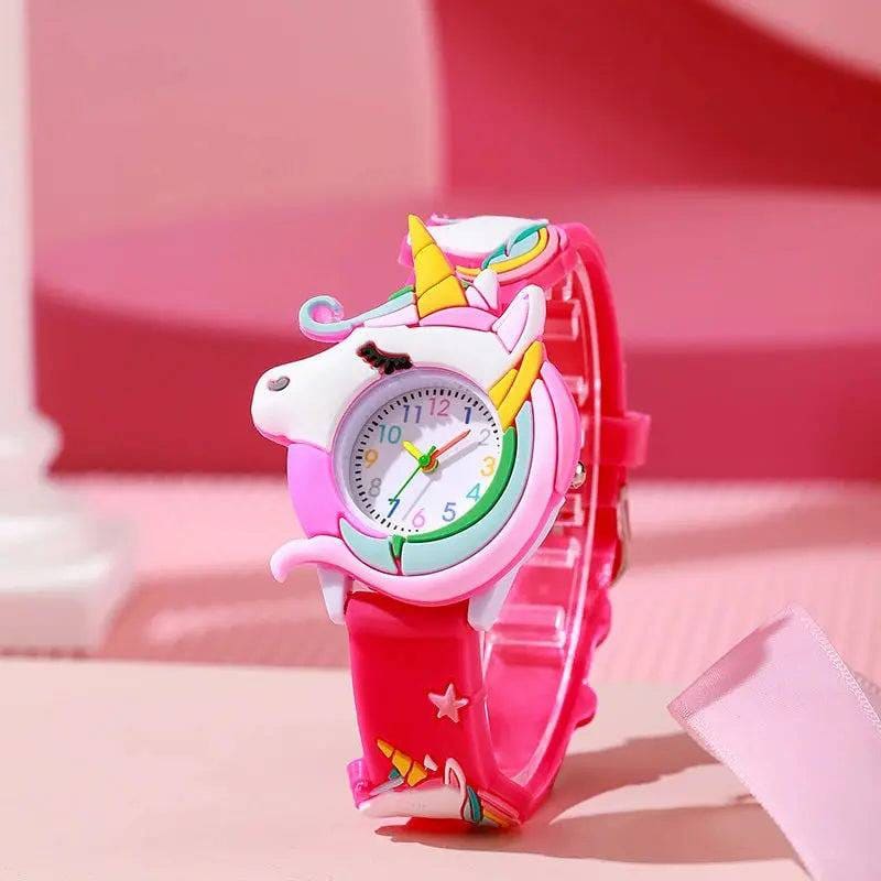 Cute Cartoon Watch - Silicone Kids Wristwatch | Colorful Kids Gift - hot pink 3