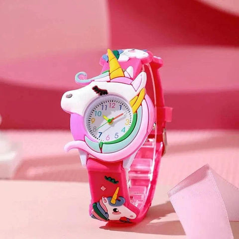 Cute Cartoon Watch - Silicone Kids Wristwatch | Colorful Kids Gift - hot pink 2