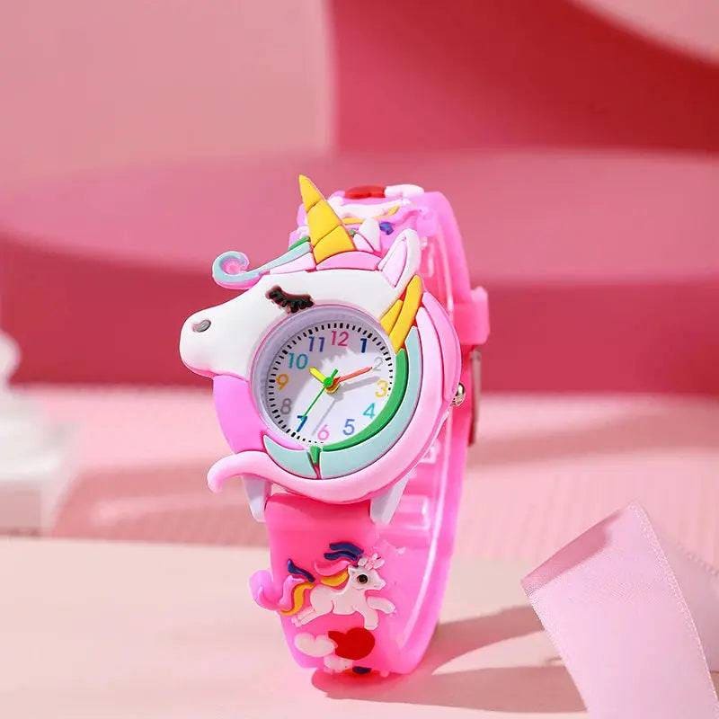 Cute Cartoon Watch - Silicone Kids Wristwatch | Colorful Kids Gift - hot pink