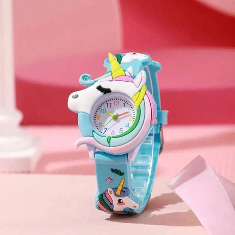 Cute Cartoon Watch - Silicone Kids Wristwatch | Colorful Kids Gift - light blue 2